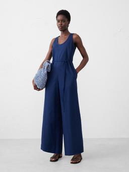 Linen-Blend Wide-Leg Jumpsuit