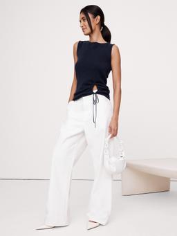 Lightweight Cashmere Drawstring-Hem Tank