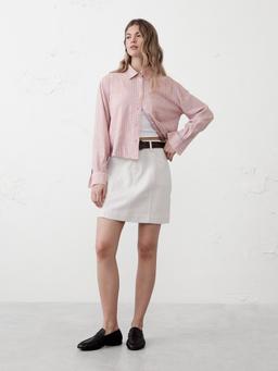 Linen-Blend Cropped Shirt