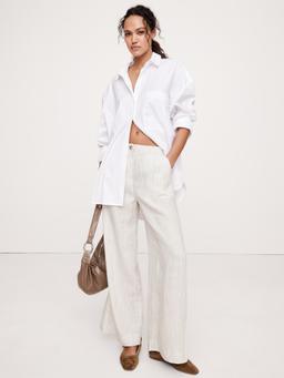 Wide-Leg Linen Pull-On Pant