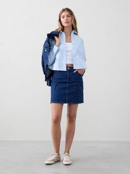 Linen-Blend Cropped Shirt
