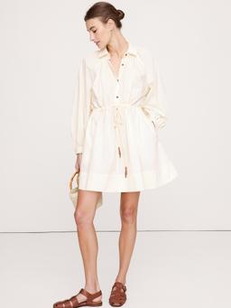 Cotton Poplin Mini Shirtdress
