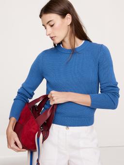 Shrunken Cotton-Silk Crew-Neck Sweater