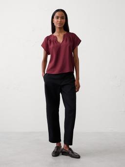 Stitched Pleat-Neck Top