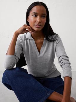 Merino Wool Johnny-Collar Sweater