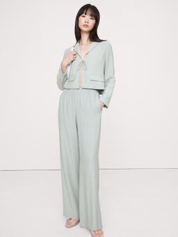 High-Rise Wide-Leg Pull-On Crinkle Pant