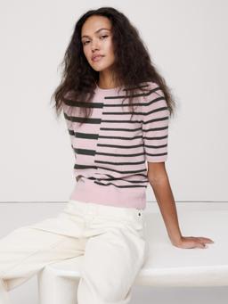 Lightweight Cashmere Short-Sleeve Sweater