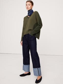 Cashmere Mixed-Stitch V-Neck Sweater