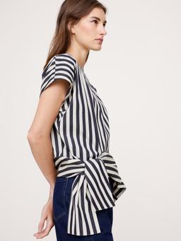 Cotton Poplin Boatneck Asymmetrical Top