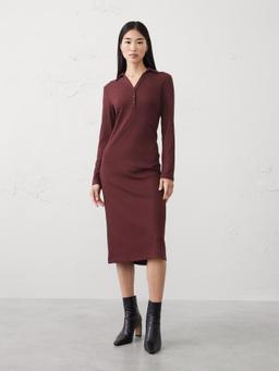 Wide-Ribbed Knit Midi Dress