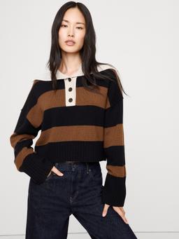 Oversized Cashmere Cropped Sweater Polo