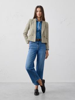 Pinstripe Short Blazer