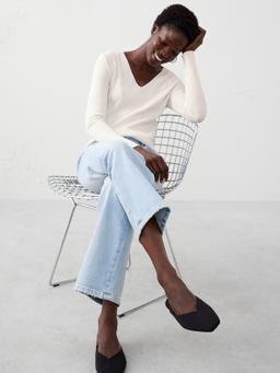 Seamed V-Neck Sweater