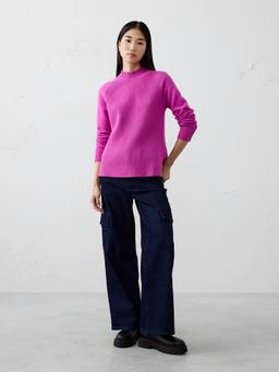 Mixed Ribbed Turtleneck Sweater
