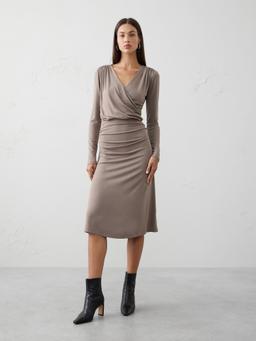 Soft Luxe Knit Wrap Midi Dress