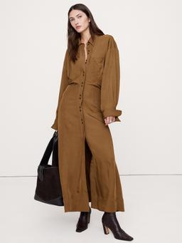 Drapey Twill Shirt Dress