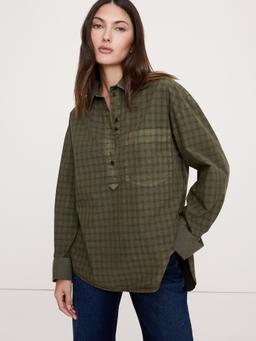 Oversized Cotton Poplin Banker Shirt