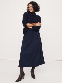 Stretch-Cotton Utility Midi Skirt