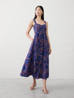 Gathered Empire-Waist Midi Dress