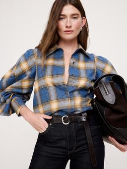 Flannel Volume-Sleeve Shirt