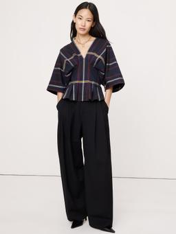 Stretch-Cotton Pleated Top