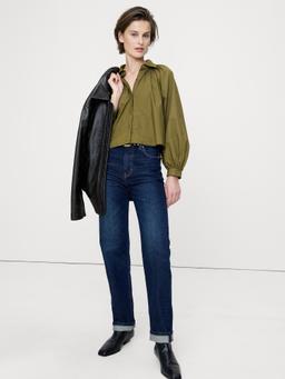 Cotton Poplin Balloon-Sleeve Shirt