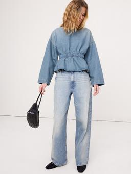 Denim Cinch-Waist Top