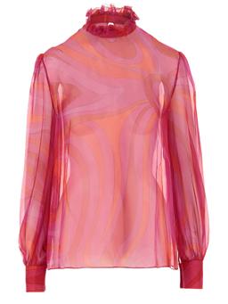 Silk Chiffon Blouse With Marble Print