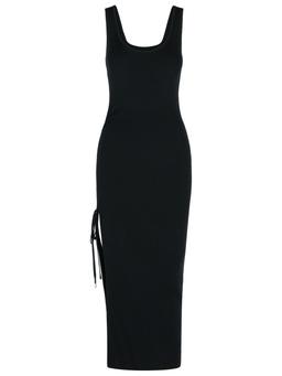 'ruched' Black Wool Blend Dress