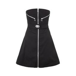 Zipdetail Strapless Dress