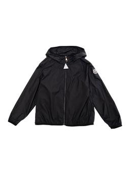 Moncler fegeo Black Jacket With Fixed Hood And Logo Patch On The Sleeve In Tech Fabric Girl