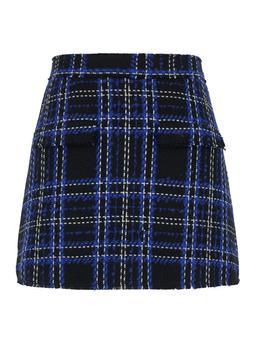 MSGM Black And Blue Skorts With Check Motif In Fabric Woman