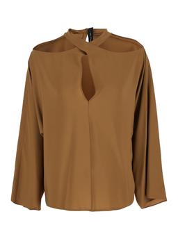 Federica Tosi Beige Blouse With Criss-crossed Neckline And Rear Keyhole Closure In Silk Blend Woman