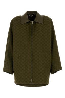 Gucci Olive Green Gg Fabric Jacket