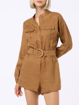 MC2 Saint Barth Woman Camel Linen Playsuit Hanniel