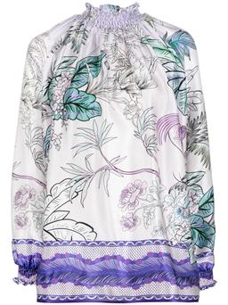 For Restless Sleepers High Neck Printed Silk Blouse