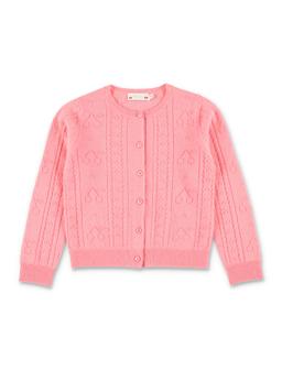 Bonpoint Josiane Girls Cashmere Cardigan With Cherry Stitch