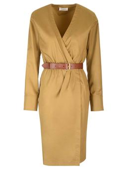 Saint Laurent Wrap Midi Dress