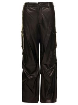 Salvatore Santoro Brown Cargo Pants In Nappa Leather Woman