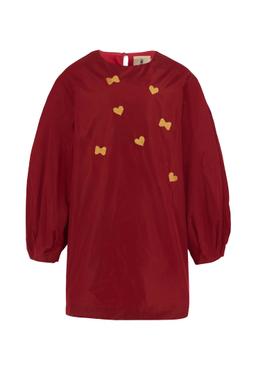 Simonetta Burgundy Dress For Girl With Hearts