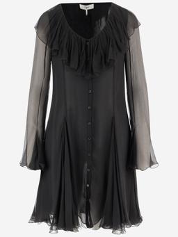 Chloé Flared Mini Dress In Silk Muslin