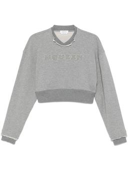 Alexander McQueen Logo Cotton Cropped Sweatshirt
