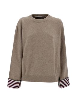 Brunello Cucinelli Cashmere Jumper With Shiny Shirt Details