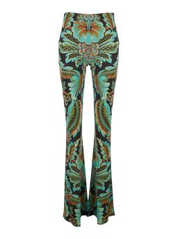 Etro Multicolor Trousers With All-over Paisley Print In Viscose Blend Woman