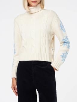 MC2 Saint Barth Woman Turtleneck Braided Sweater With Snowflake Rhinestones