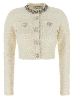 self-portrait cream Textured Knit Cardigan