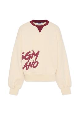 MSGM Ivory Sweatshirt For Girl With Logo