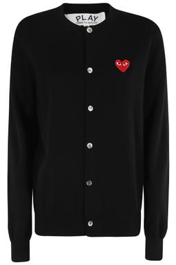 Comme des Garçons Play Round Neck Cardigan Red Emblem