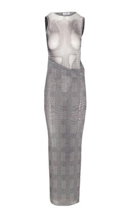 Jean Paul Gaultier Prince Of Wales Mesh Long Dress