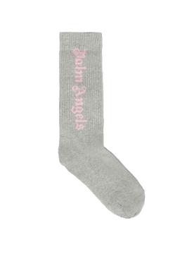 Palm Angels Grey Socks For Girl With Logo